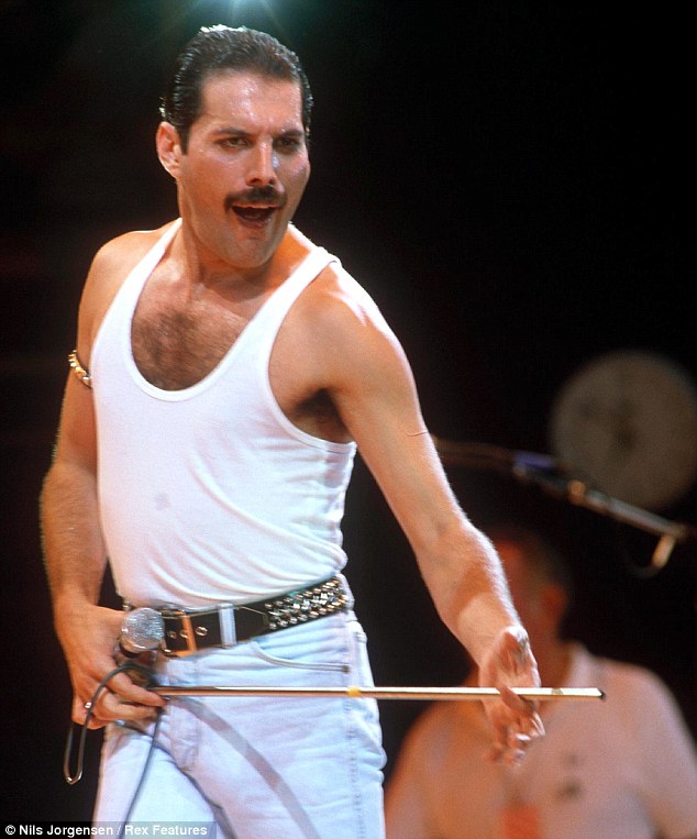 In memory: Freddie Mercury performing during Live Aid Concert at Wembley Stadium, London, in 1985