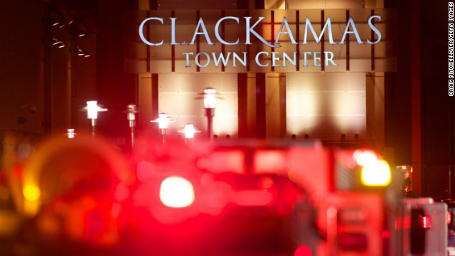 The Clackamas Town Center mall is filled with emergency vehicles and law enforcement.