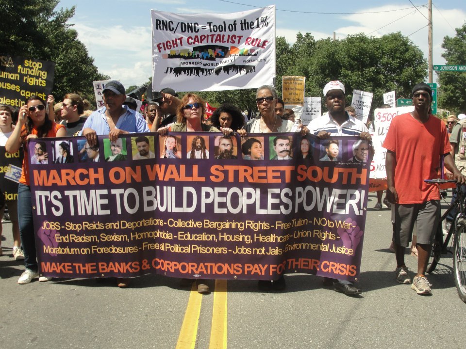 March on Wall St South Lead Banner