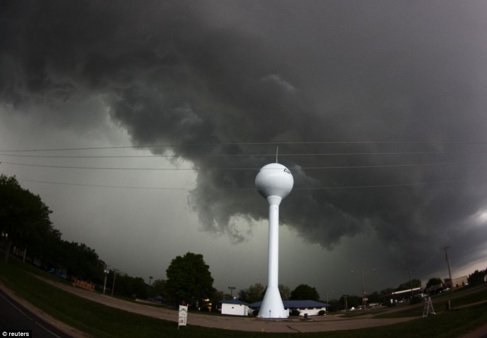 Dark skies: A tornado thunderstorm passes over Clearwater