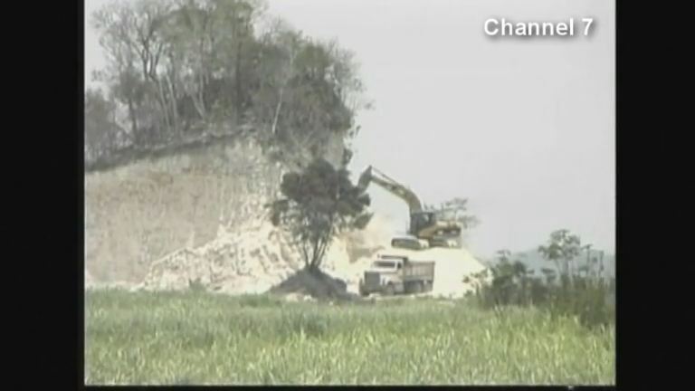 Belize Mayan pyramid being destroyed