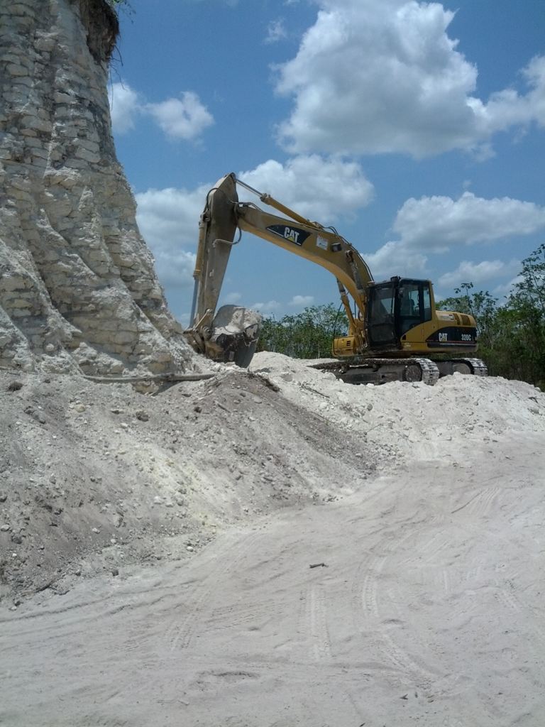 Belize pyramid structure being destroyed