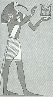 Thoth, depicted with an ibis head.
