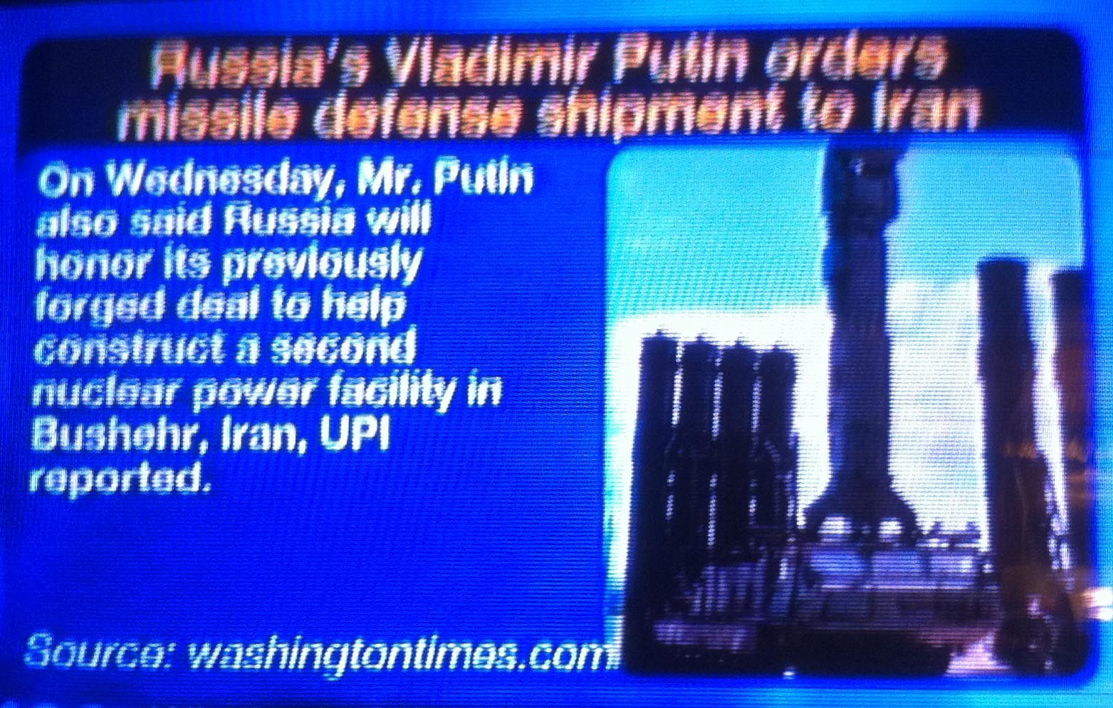 PUTIN MISSILES TO IRAN