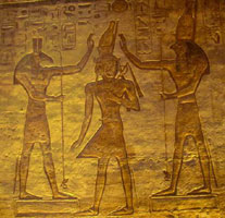 Horus and Set crowning Ramessess II, from Abu Simbel