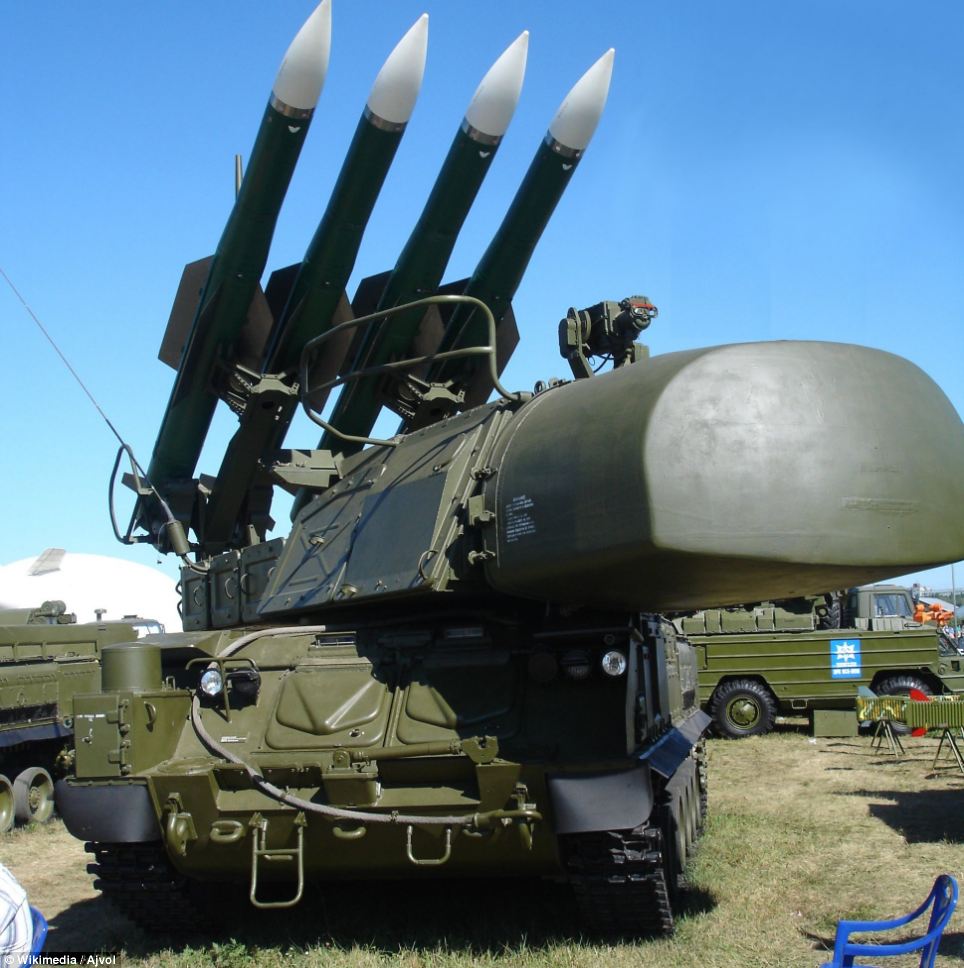 Powerful: The BUK surface-to-air missile system (like this one) that is believed to have shot down flight MH17 is an old Soviet-built weapon designed to engage light aircraft, cruise missiles and drones