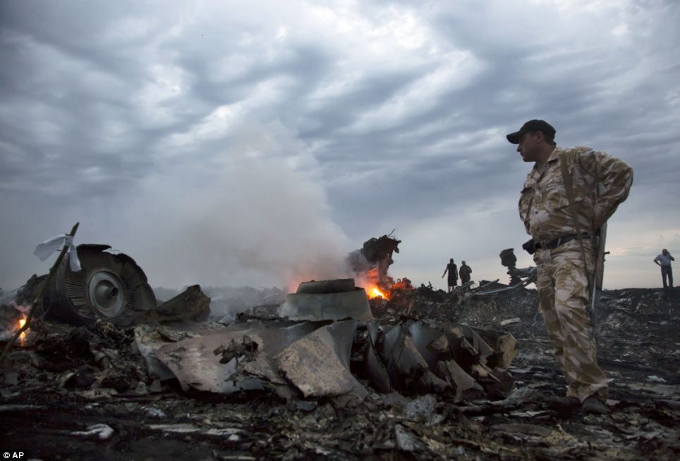 Destruction: The Boeing 777 aircraft was hit by a sophisticated surface-to-air missile over territory near Donetsk held by pro-Russian rebels who the Ukrainian government says are backed by the Kremlin