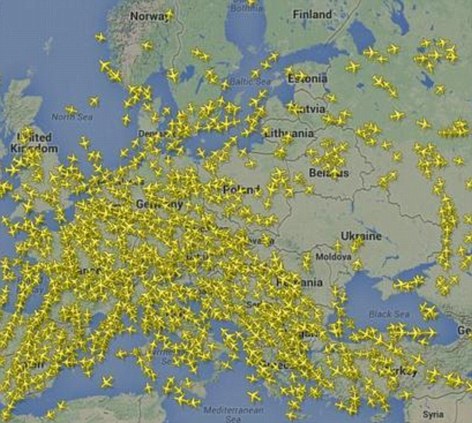 Map to show that there are no planes flying over Ukraine 17/07/14
