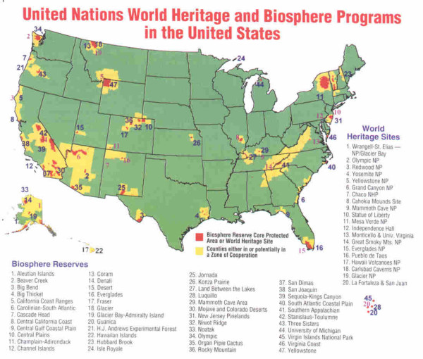 map of biospheres in US