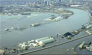 Mississippi River has burst it banks - April 20, 2001