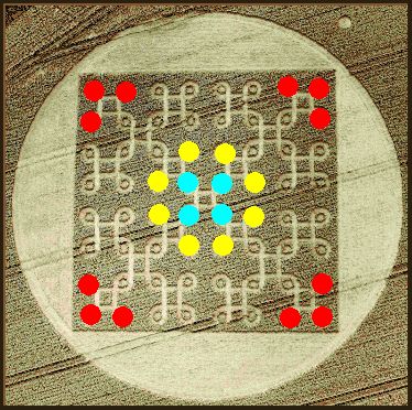 8 x 8 Grid Crop Circles wtih colors, Magic Square of Merucry