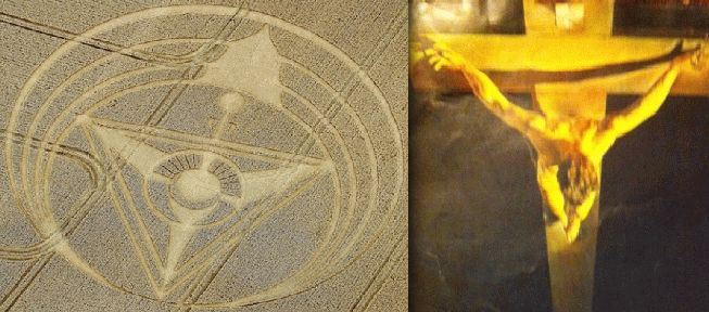 Triangular Crop Circle Compared to Dali Painting