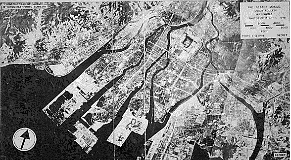 Hiroshima - Before and After. 1945: US drops atomic bomb on Hiroshima