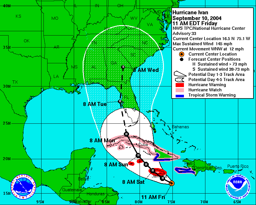 Hurricane Ivan Tracking Chart