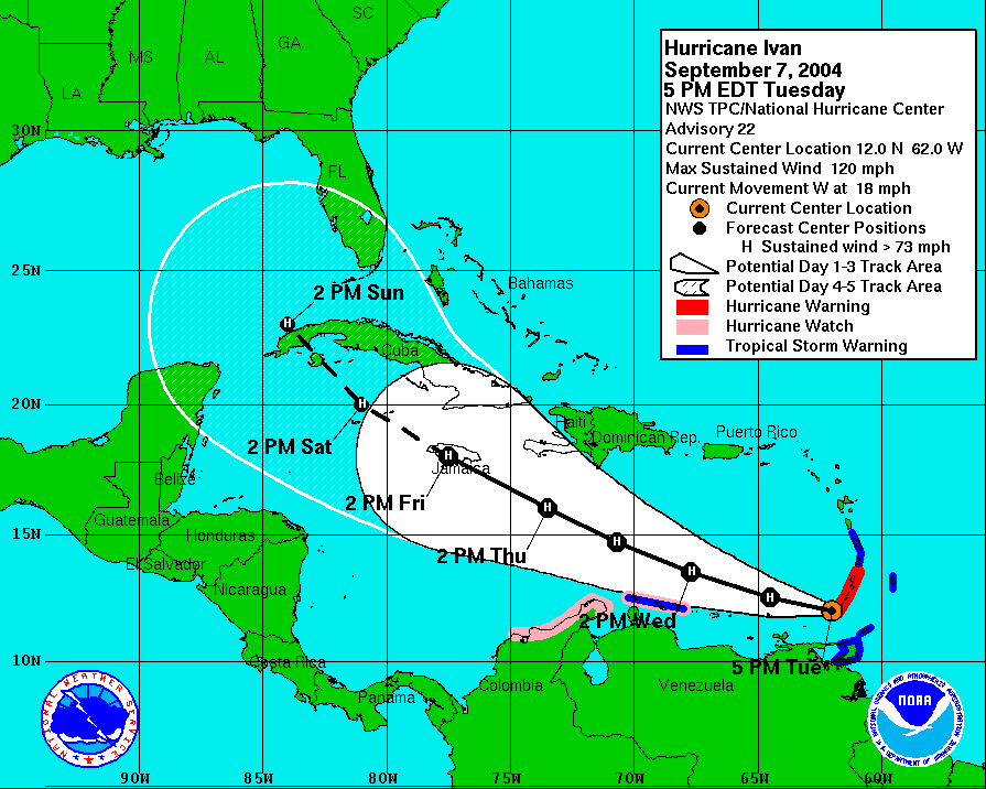 Hurricane Ivan Tracking Chart