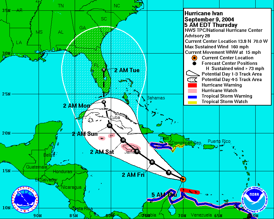 Hurricane Ivan Tracking Chart